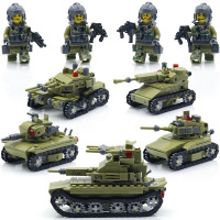 二战军事系列德国虎式坦克特警消防战车拼插拼装玩具车兼容乐高幻影忍者男 [SLTD626]二战铁血坦克队履带式装甲车4盒装