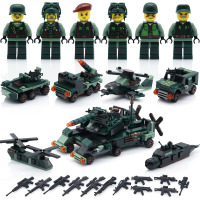 二战军事系列德国虎式坦克特警消防战车拼插拼装玩具车兼容乐高幻影忍者男 【SLDQ617】军事士兵突击六合一变形战车6盒装