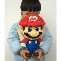 兼容乐高积木微型小颗粒拼插玩具钻石狗狗哈士奇儿童创意 8001红马里奥