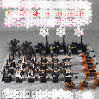 军事小人德军小人偶二战士兵兵人玩具乐高积木男孩子儿童拼装人仔 冲锋小队18人+底板