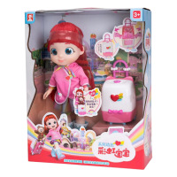 彩虹宝宝玩偶玩具睡觉心宝女孩露露会说话唱歌过家家拉杆箱套装 彩虹宝宝和行李箱