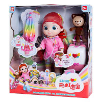 彩虹宝宝玩偶玩具睡觉心宝女孩露露会说话唱歌过家家拉杆箱套装 彩虹宝宝+心宝+彩虹伞+行李箱