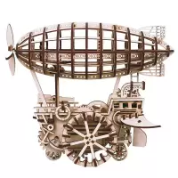 3d立体拼图木质diy拼装模型儿童手工拼插积木创意玩具礼品科学实验齿轮手动 基洛夫飞艇