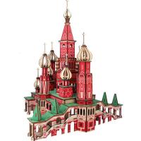 激光切割刻版 儿童木质玩具木制3d立体拼图 拼装拼插房屋建筑模型 diy手工礼品积木小房子 激光版俄罗斯城堡