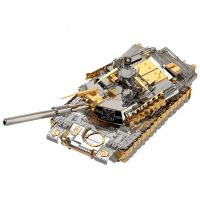 拼酷3d立体金属拼装模型 拼插拼图手工制作创意礼品家居摆设组装摆件 DIY玩具生日 M1A2主战坦克金银色(送拼装工具)