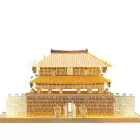 拼酷3D金属立体拼图合金拼装拼插模型玩具DIY手工创意礼品古建筑模型家居摆件 崇礼门-金色(送拼装工具)