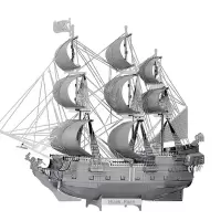 拼酷3d立体金属拼装模型 拼插拼图手工制作创意礼品家居摆设组装摆件 DIY玩具生日 黑珍珠号海盗船(送拼装工具)