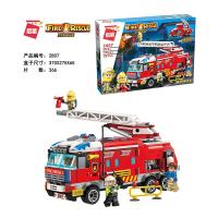 启蒙 拼装模型智力积木儿童拼插玩具 消防系列 消防车总局 消防指挥车送拆件器