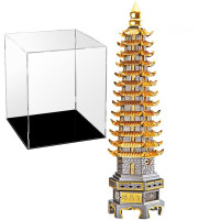 拼酷立体拼图3D金属拼装古典建筑模型手工diy创意成人玩具礼品摆件 文昌塔+17号防尘盒