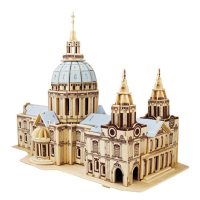 儿童木质玩具木制3d立体拼图 拼装拼插房屋建筑模型 diy手工礼品积木房子 圣保罗大教堂