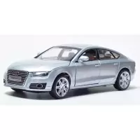 儿童玩具合金车 奥迪A7汽车模型合金车模儿童玩具车声光回力 铁车 银蓝色