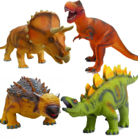 儿童仿真软模型塑胶恐龙鳄鱼侏罗纪霸王龙三角龙剑龙大号玩具 B款4个一套