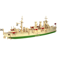 儿童木质玩具木制3d立体拼图 拼装拼插军事船模型海盗船 航母战舰diy手工礼品积木 致远号-极光船