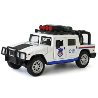 华一儿童玩具合金车 汽车模型警车 玩具车模型铁车带声音灯光回力汽车玩具 悍马警车白色