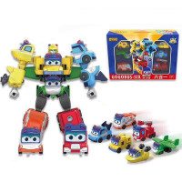 咏声车变形机器人变脸场景警长消防队长医生儿童动漫玩具汽车模型 6款变形合体套装