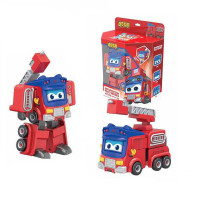 咏声车变形机器人变脸场景警长消防队长医生儿童动漫玩具汽车模型 手动变形变脸-消防队长