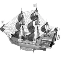 拼酷3D金属立体拼图 海盗船合金拼装拼插DIY手工礼品摆设 军事模型仿真 汽车玩具 安妮女王复仇号-银色(送拼装工具)