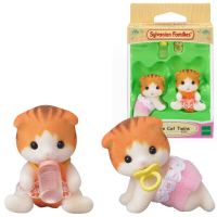 【动漫城】森贝儿家族 森贝尔森林动物家族 女孩过家家 情景玩具 公仔家族系列 枫叶猫双胞胎5292