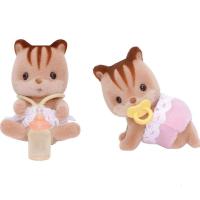 [动漫城]森贝儿家族 森贝尔森林动物家族 女孩过家家 情景玩具 公仔家族系列 核桃松鼠双胞胎5081