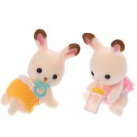 [动漫城]森贝儿家族 森贝尔森林动物家族 女孩过家家 情景玩具 公仔家族系列 巧克力兔双胞胎5080