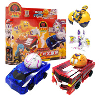 买奇酷 神奇的朋友盟卡车神之灵兽纪元儿童对战爆丸变形球小男女孩玩具灵空战神决战套装 狂啸虎王+火爆兔对战