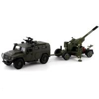 JK模型金属1/32俄罗斯虎式装甲车M型防暴军事模型开声光玩具 绿色装甲车附带一个全合金高射炮