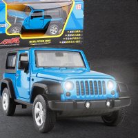 彩珀1:32JEEP吉普 越野车模 声光合金汽车模型 儿童礼品玩具 蓝色[盒装]