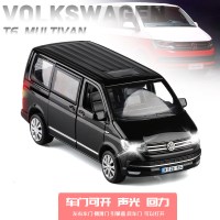 金属1/32大众迈特威T6面包商务车MPV合金车声光回力模型玩具6开 黑色