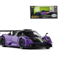 彩珀合金车模 智能电动帕加尼风之子风神赛跑车声光按钮开 紫色