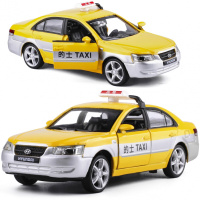 彩珀成真车模1:32北京现代出租车的士计程车TAXI警车合金玩具车 黄色盒装
