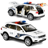1/32金属仿真大众途观机场引导车警车合金汽车模型玩具男孩合金车 白色公安