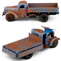 1/32解放CA10军事模型运输卡车全合金声光摆设模型玩具车 敞篷兰仿真生锈版