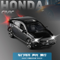 JK金属1/32仿真19款本田思域6开合金车模声光金属模型儿童玩具车 黑色