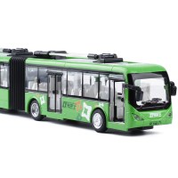 嘉业加长双节巴士公交车无轨电车公共汽车小汽车模型两节玩具车 双节公交电车绿色