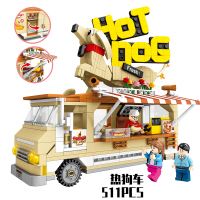 森宝街景系列美食街冰淇淋车热狗车拼装积木玩具601300/601301 热狗车511片(601301)