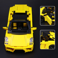 益乐011兰博静态版超跑儿童拼装拼插积木玩具小颗粒砖车模型