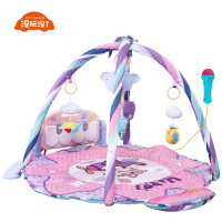 没玩没了婴儿脚踏钢琴健身架0-1岁儿宝宝哄娃音乐玩具毯3 圆毯粉色(普通电池)