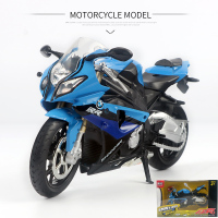 宝马K1300R摩托车模型男孩玩具车仿真合金摩托车儿童玩具汽车摆件 蓝色