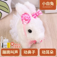会说话的仿真兔兔毛绒玩具狗狗公仔可爱小兔子泰迪 [配充电+配装饰品]兔子 会走路会叫会摇尾巴+送螺丝刀+狗窝+配饰+牵绳