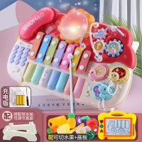 儿童玩具多功能1-2到3岁一至二两三宝宝婴幼启蒙早教女孩男孩 [充电板粉色]电子琴手拍鼓+写字板+可切水果