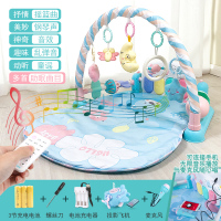 婴儿脚踏钢琴健身架器0-1岁幼儿3-6个月宝宝男女孩玩具 主图款蓝带护栏+954内容投影飞机(可连mp3,送话筒)