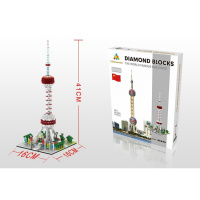 微型积木小颗粒兼容乐高钻石拼装模型玩具成年高难度拼图世界建筑 东方明珠塔[1412PCS]收藏送灯饰