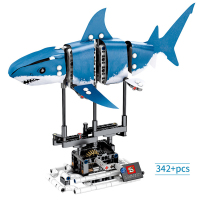 兼容乐高拼装科技组装深海生物海洋动物鲨鱼创意男孩积木玩具 深海巨鲨