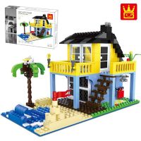 兼容乐高拼装积木天安大型世界建筑系列成人天坛高难度玩具男孩 玫红色海边度假小屋