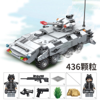 兼容乐高 军事积木城市警察坦克模型拼装玩具男孩6-10-12岁 双栖水陆坦克送拆件器