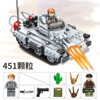 兼容乐高 军事积木城市警察坦克模型拼装玩具男孩6-10-12岁 喷火坦克送拆件器