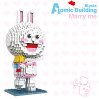 钻石小颗粒拼装积木兼容乐高布朗熊兔子成人玩具求婚少女心 泳装兔