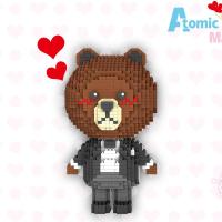 钻石小颗粒拼装积木兼容乐高布朗熊兔子成人玩具求婚少女心 熊新郎【1500PCS】