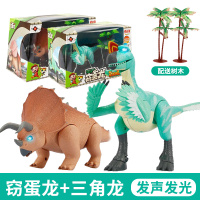 猪猪侠之恐龙日记霸王龙声光版发声三角龙蛋可动套装儿童玩具男孩 [声光版]窃蛋龙+三角龙[送文具+积木]