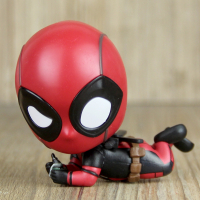 Q版英雄双刀战斗死侍手办模型 小贱贱车载摇头摆件装饰品公仔玩 [(趴姿款)死侍可摇头送双面胶] [!!当天发货]